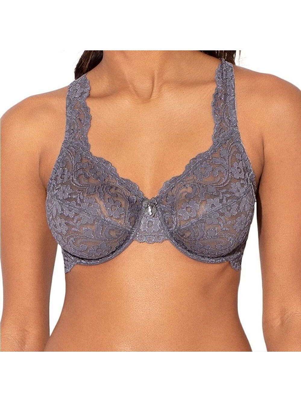 SHEKINI LACE UNDERWIRE BRA TOP GRAY WITH PENDANT